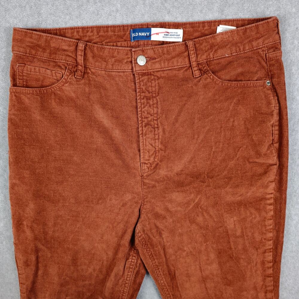 Old Navy Womens 14 High-Rise Kicker Boot-Cut Corduroy Pants Rust Color - Picture 6 of 16
